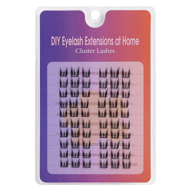 Segmented false eyelashes without glue, flat single cluster black stem, natural slender artificial fox style false eyelashes glue style