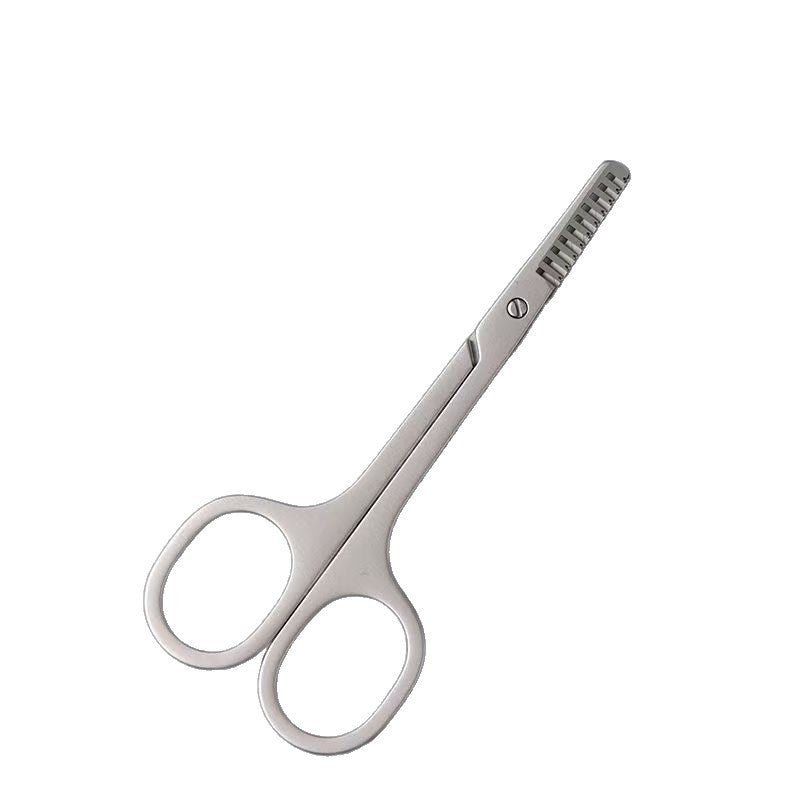 Ready-to-ship cross-border stainless steel eyebrow scissors - portable beauty scissors, anti-scratch eyebrow trimmer & comb, 2-in-1 beauty tool