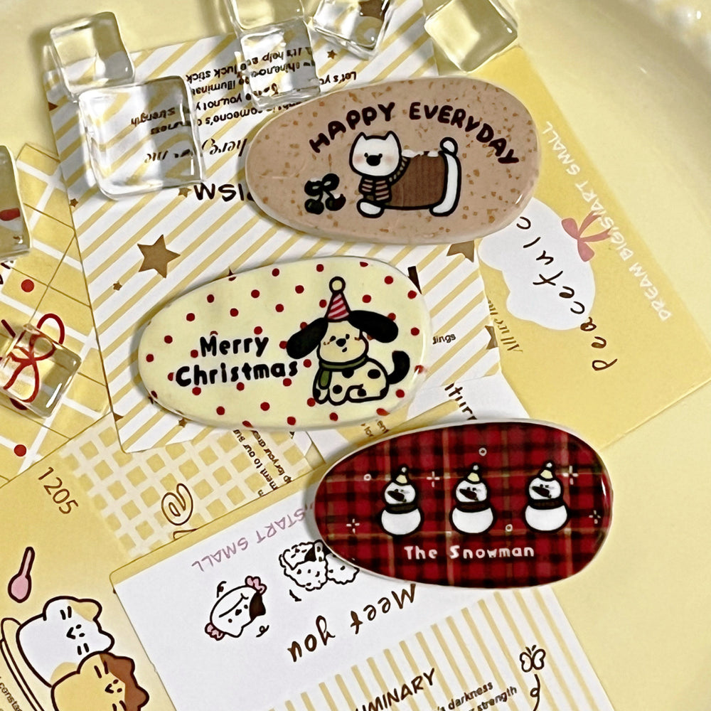 Christmas series printed puppy teardrop hair clips - sweet bangs clips, side hair clips, export hair accessories, cross-border hair accessories
