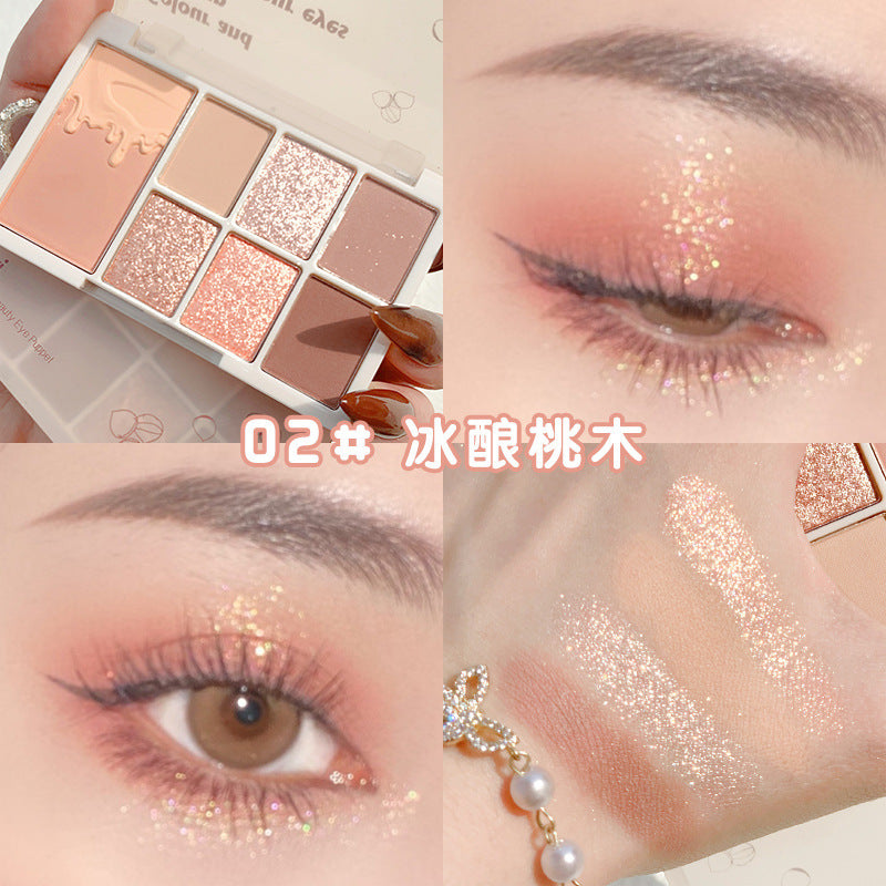 Makeup xixi soft glow and radiant eyes seven-color eye shadow palette waterproof pearlescent fine shimmer daily light makeup earthy eye shadow