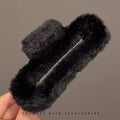 Fall and winter gripper coffee color large square stuffed hair clip for women's back of head hair clip shark clip hairpin headwear