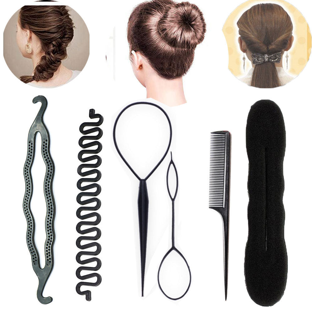 Best selling five-piece suit hair curler sponge quick ball hair accessories hair comb k-style hair pulling needle centipede hair curler