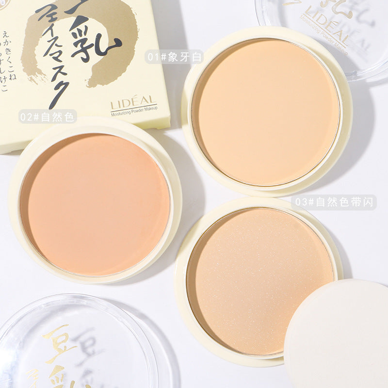 Lingdian soy milk powder cake female student affordable oil control makeup long-lasting invisible pores dry and wet dual-use dermabrasion large white cake