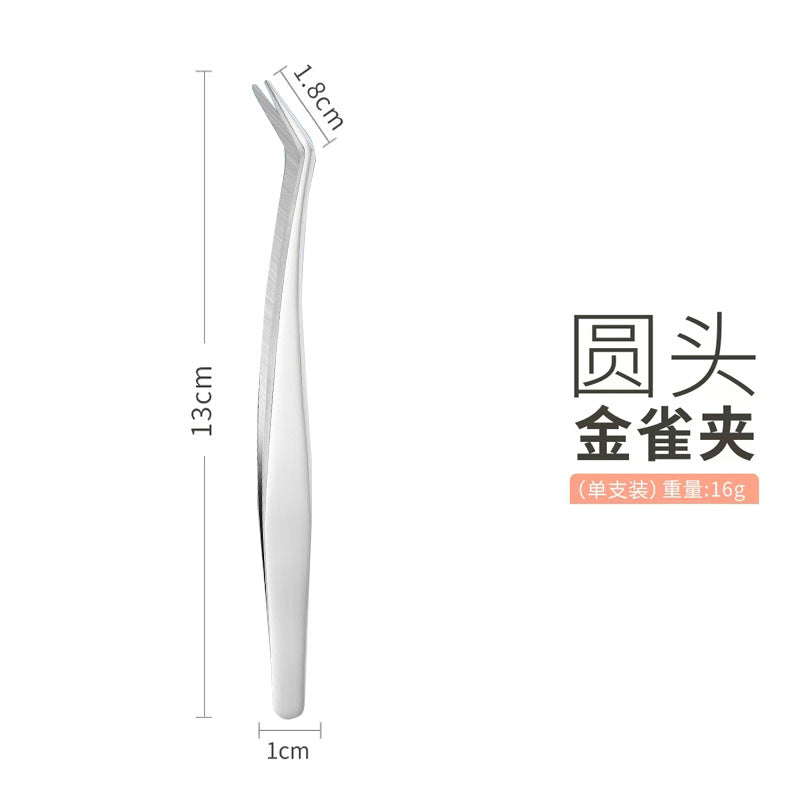 False eyelashes tweezers grafting eyelashes curler round head golden feather eyelashes long golden feather eagle beak tweezers flowering tools wholesale