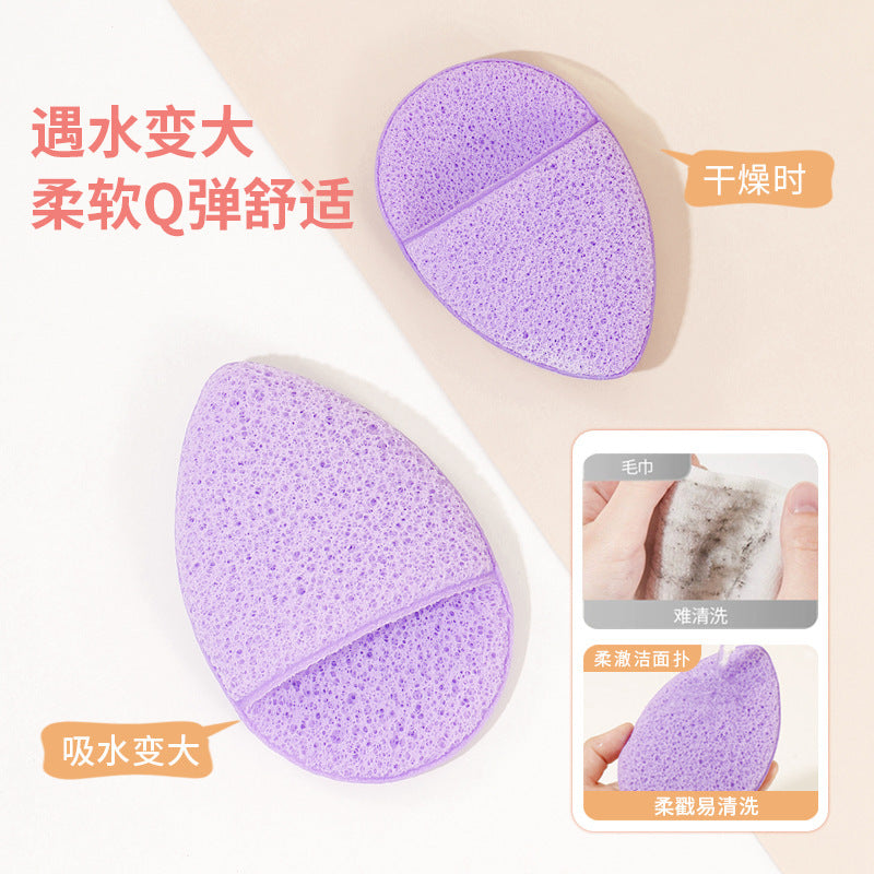Xixi glove-type facial cleansing puff - expands when wet, gentle on skin, makeup remover sponge with hanging loop