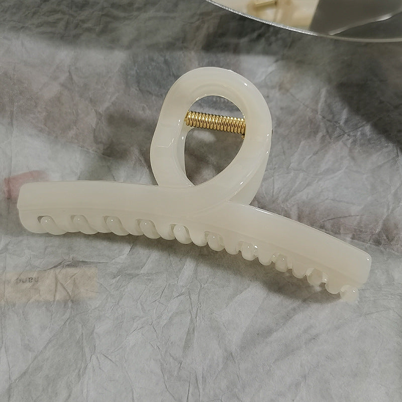 Fashionclassy off-white hair clip summereasiest for match back of head hair clip elegant shark clip hair clip