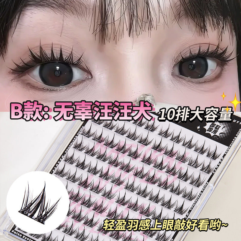 Jonbos self-adhesive false eyelashes, individual clusters, 10 rows, large capacity, beginner-friendly, natural & realistic, k-style eyelashes