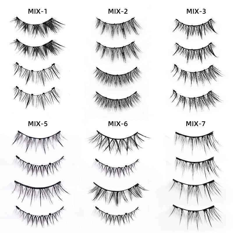 magnetic eyelashes for natural women, 2 pairs of black stem fox eyelashes, magnetic with clip set, european and american hot style