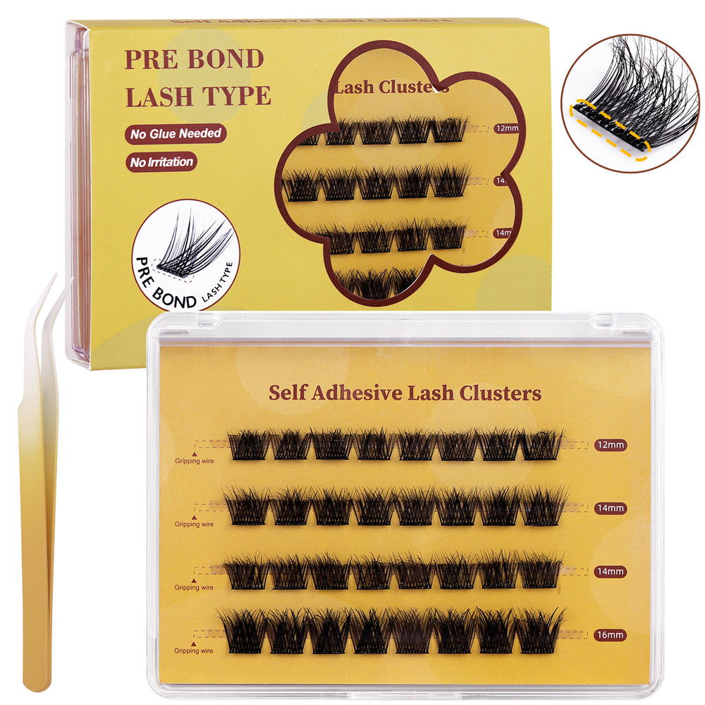 Premium european & american segmented glue-free false eyelashes - 10 rows of dense, self-adhesive, hard band lash extensions set - ready stock wholesale