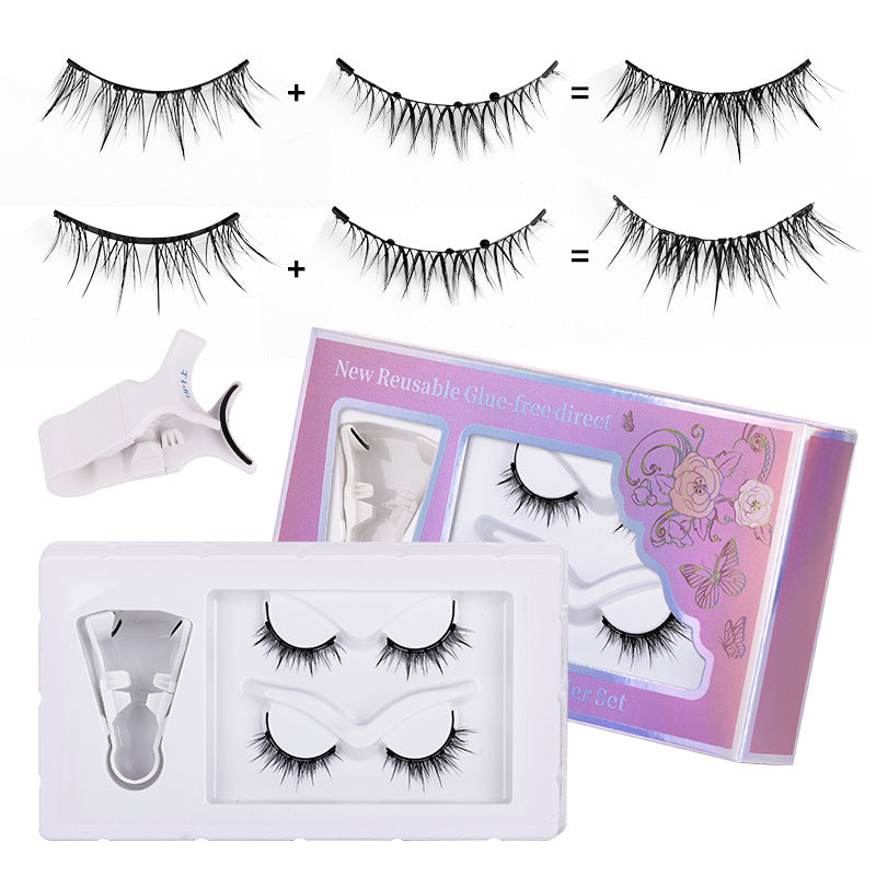 magnetic eyelashes for natural women, 2 pairs of black stem fox eyelashes, magnetic with clip set, european and american hot style