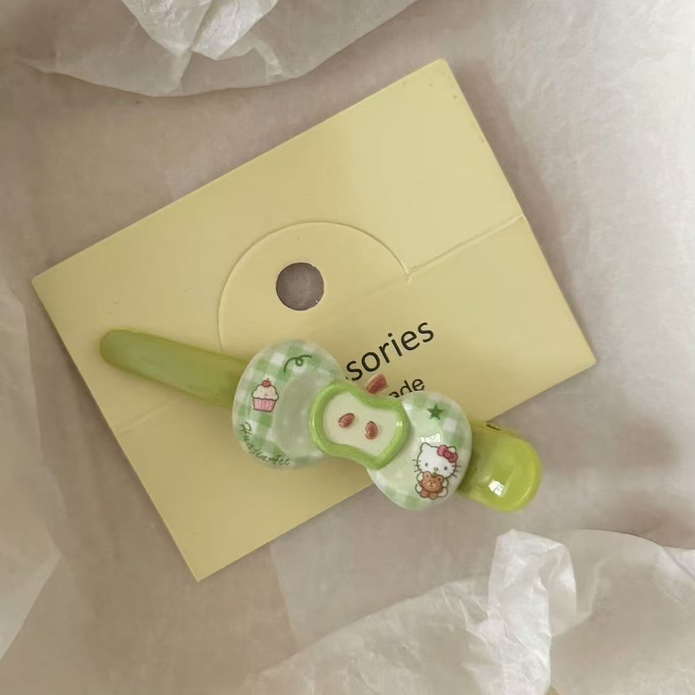 Dopamine apple cat bow tie long hair clip japanese style sweet high-value girly alligator clip hair accessory