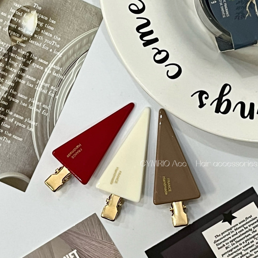 Shen yue's same gold label design triangle makeup clip cute girl retro hair clip easiest for match seamless clip bangs clip