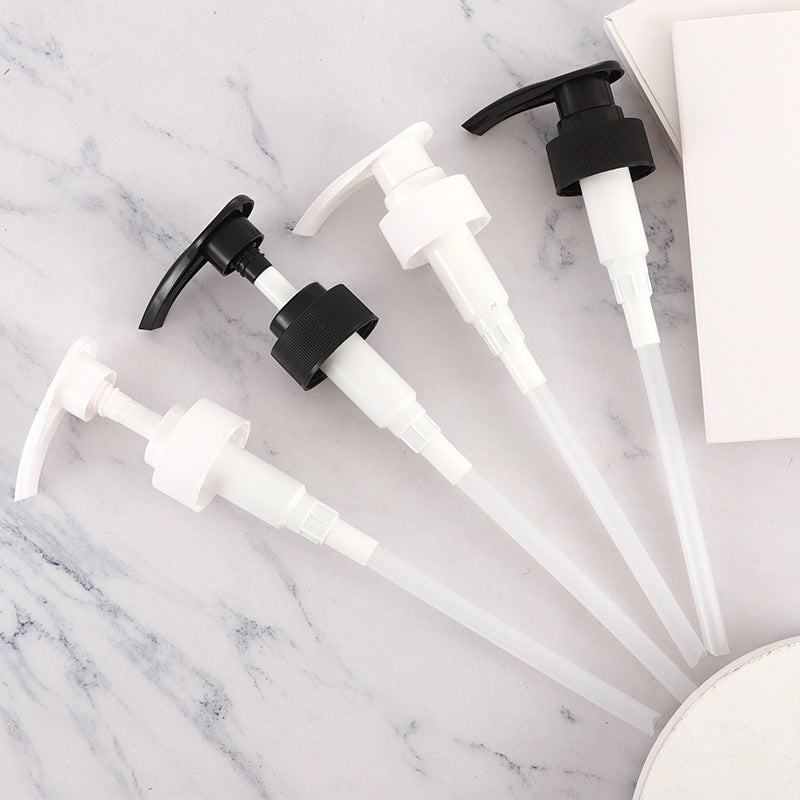 Ready-to-ship 32mm white lotion pump with press-down nozzle. threaded shampoo, body wash, conditioner dispenser - plastic pump