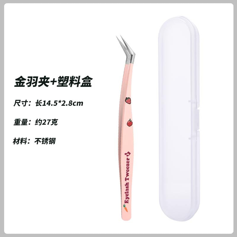 New arrival cartoon hand account tweezers stickers high precision tweezers hand account cultural and creative tools printing gold feather clip eyelash tweezers