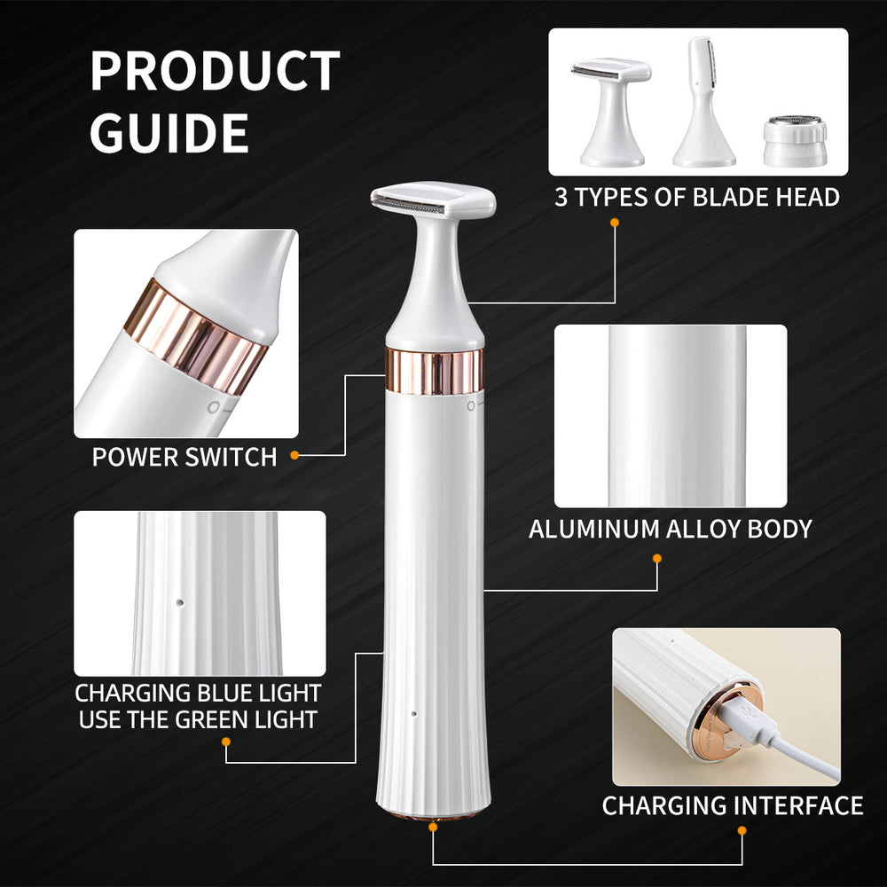 3-in-1 women's grooming kit: full body shaver, epilator, electric razor for eyebrow, lip, and facial hair removal