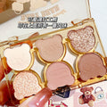 Makeup xixi working bear six-color eyeshadow palette cool diamond pink purple blue contrast color imitation makeup smoky eye makeup