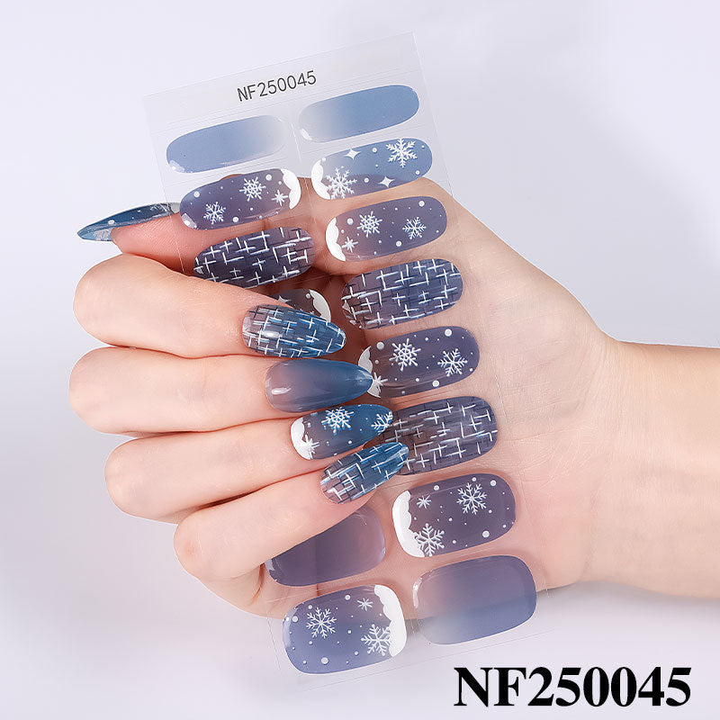 european and american christmas semi-cured gel nail stickers waterproof cartoon kids cute 3d manicure stickers personalized