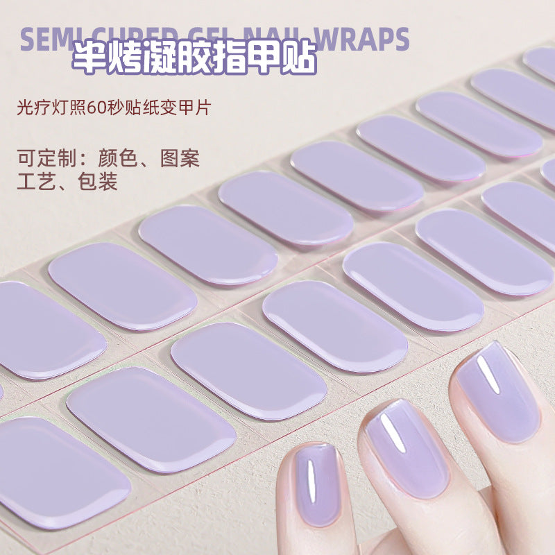 Zhengxiang custom gel nail stickers - waterproof, cross-border, european & american style, solid color nail art stickers, uv light curing, semi-cured nail stickers