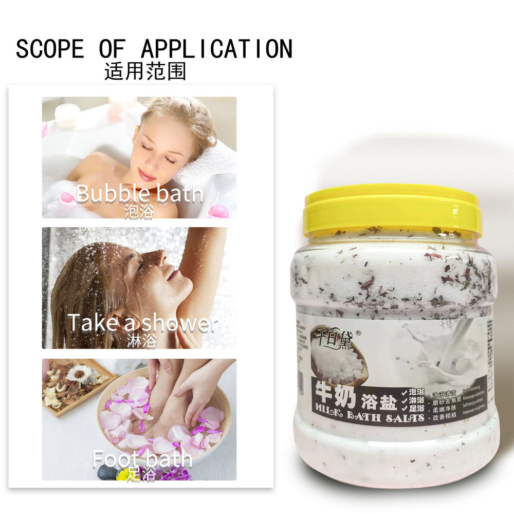 Rose petal bath salts - cleansing milk bath salts for foot soaks, bathing, exfoliating, and spa use