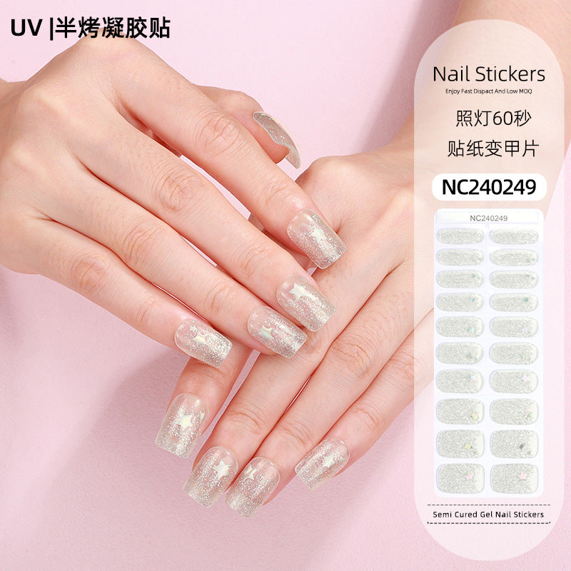 Zhengxiang personalized gel manicure stickers ins ice transparent phototherapy nails uv light nail stickers semi-cured manicure stickers gel