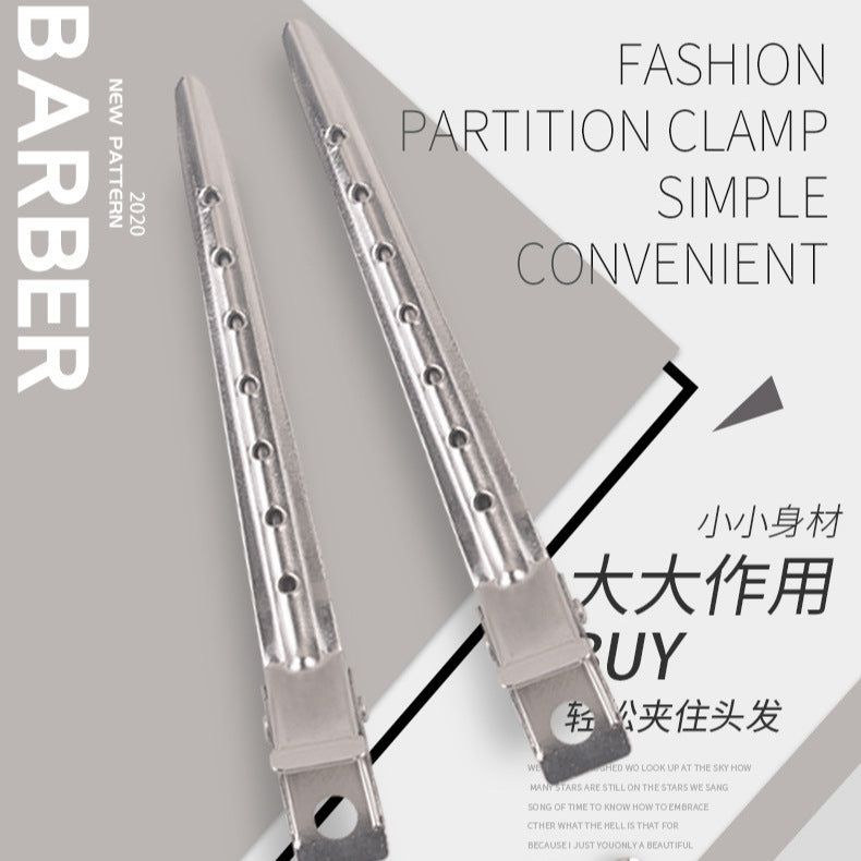 Hairdressing clip long iron clip hair clip crane beak clip hairdressing yb-eight-hole clip iron hair clip wholesale