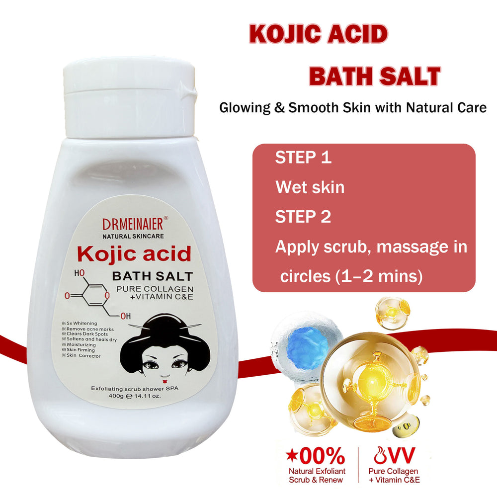 kojic acid collagen bath salt 400g - all-over brightening, exfoliating, and chicken skin treatment scrub - export quality