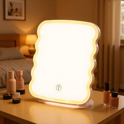 Led makeup mirror - rechargeable, foldable, portable vanity mirror for home, dorm, and desk use with lighted storage