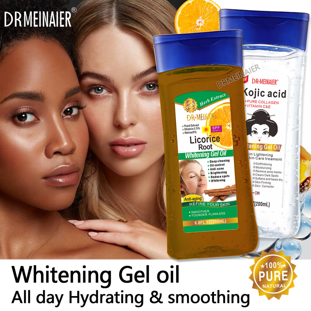 kojic acid gel oil for dark spot removal and brightening skin, licorice root oil facial and body gel massage oil 200ml