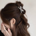 Half-tied hair cut out metal medium-sized gripper for women's high ponytail exquisite back hairpin classy elegant shark clip