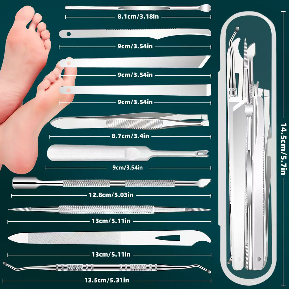 nail art tool kit, 10-piece manicure set for ingrown toenails, thick and hardened nails, care, trimming, and pedicure