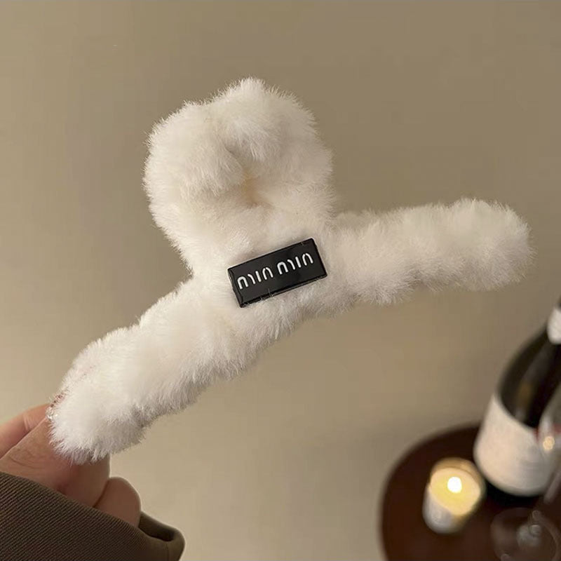 Maillard letter autumn and winter 13cm plush gripper for women 2024 new style back of head hair shark clip hairpin