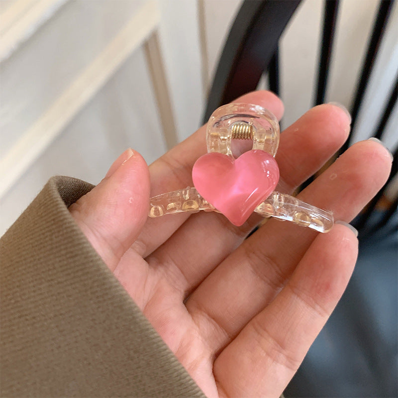 Acrylic casual heart small clip elegant bangs clip classy hair clip women's summer side clip headwear
