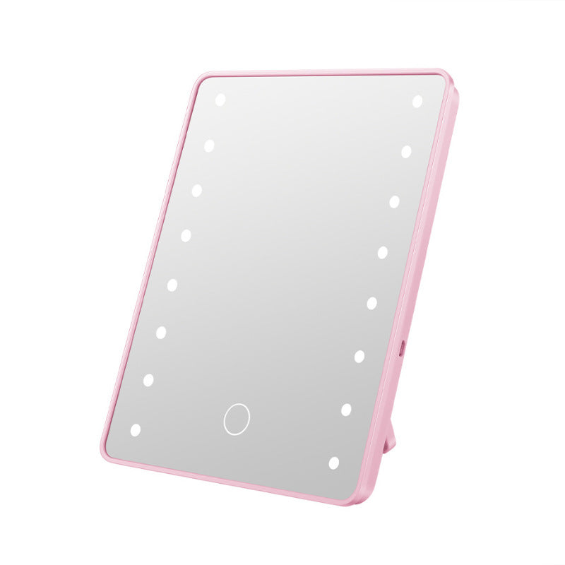 Touch sensor led makeup mirror with light, dorm room storage makeup mirror, high-definition mirror, desktop 360° rotating vanity mirror