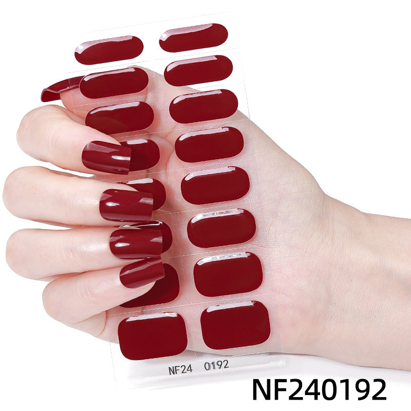 Zhengxiang cross-border fashion pure color gel manicure stickers waterproof flash uv light therapy semi-baked nail stickers full stickers personalized