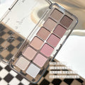 Mackandy 12-color eyeshadow palette - shimmer, matte, low-pigment korean-inspired pink, brown, and earth tones