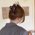 Interesting contrast color polka dot star button clip large bows shark clip half-tied hair clip hair volume hair clip