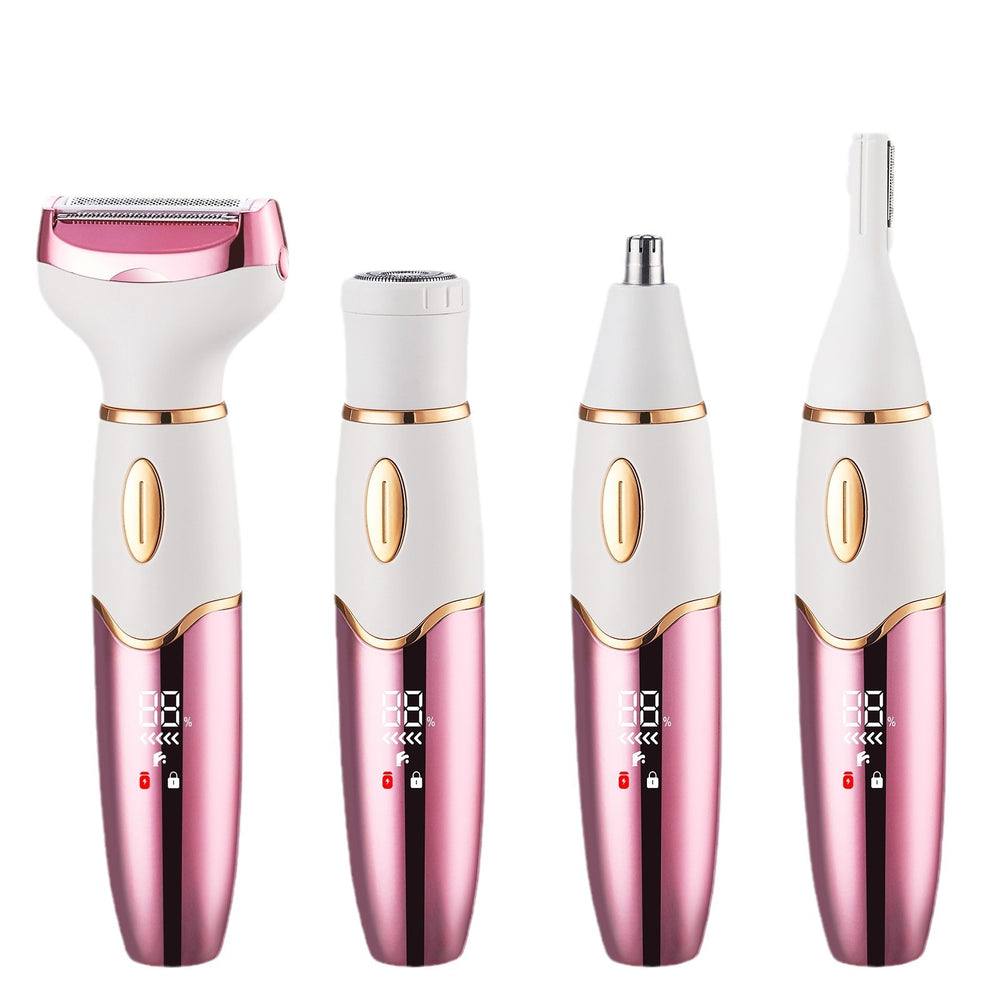 Women's private parts hair nose hair trimmer multifunctional shaver electric hairdresser four-in-one digital display hair removal device