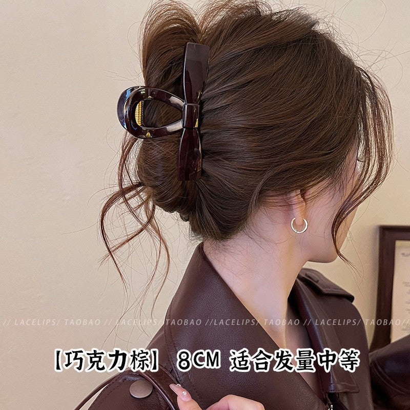 Frosted tortoiseshell bow shark clip back head hair clip hair clip for women classyelegant hair clip