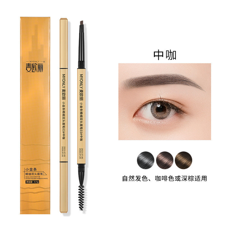 Maioli small gold bar double-ended eyebrow pencil ultra-fine easy-to-color stereo long-lasting non-smudge triangular head eyebrow pencil makeup