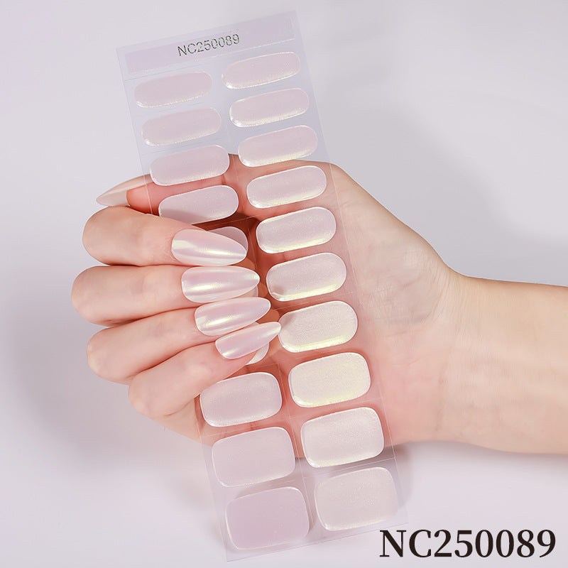Zhengxiang custom gel nail stickers - waterproof, cross-border, european & american style, sparkling magic mirror powder, uv semi-cured nail stickers, gel nail