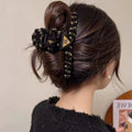 Fall and winter woven letter stuffed shark clip hairpin classy hair clip for women's back of head hair bun large clip