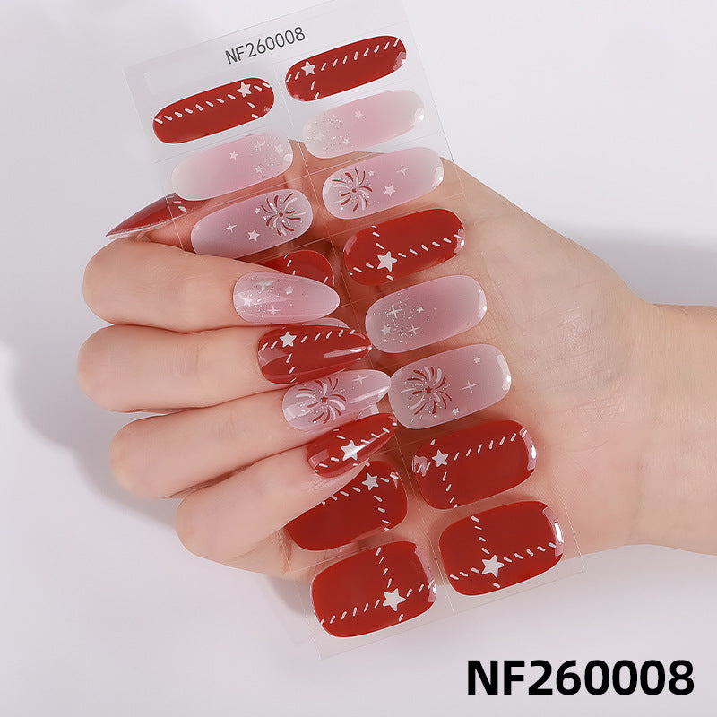 Zhengxiang fashion gel manicure stickers waterproof semi-cured gel nail stickers smudged ice uv gel nail