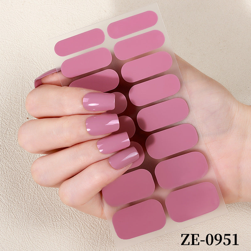 European and american new solid color nail art stickers, full cover nail polish film, designer logo stickers, candy iridescent sweet style