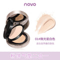 Novo double layer cushion foundation 2-in-1: hydrating, moisturizing, concealing, setting, long-lasting, waterproof, and smudge-proof foundation
