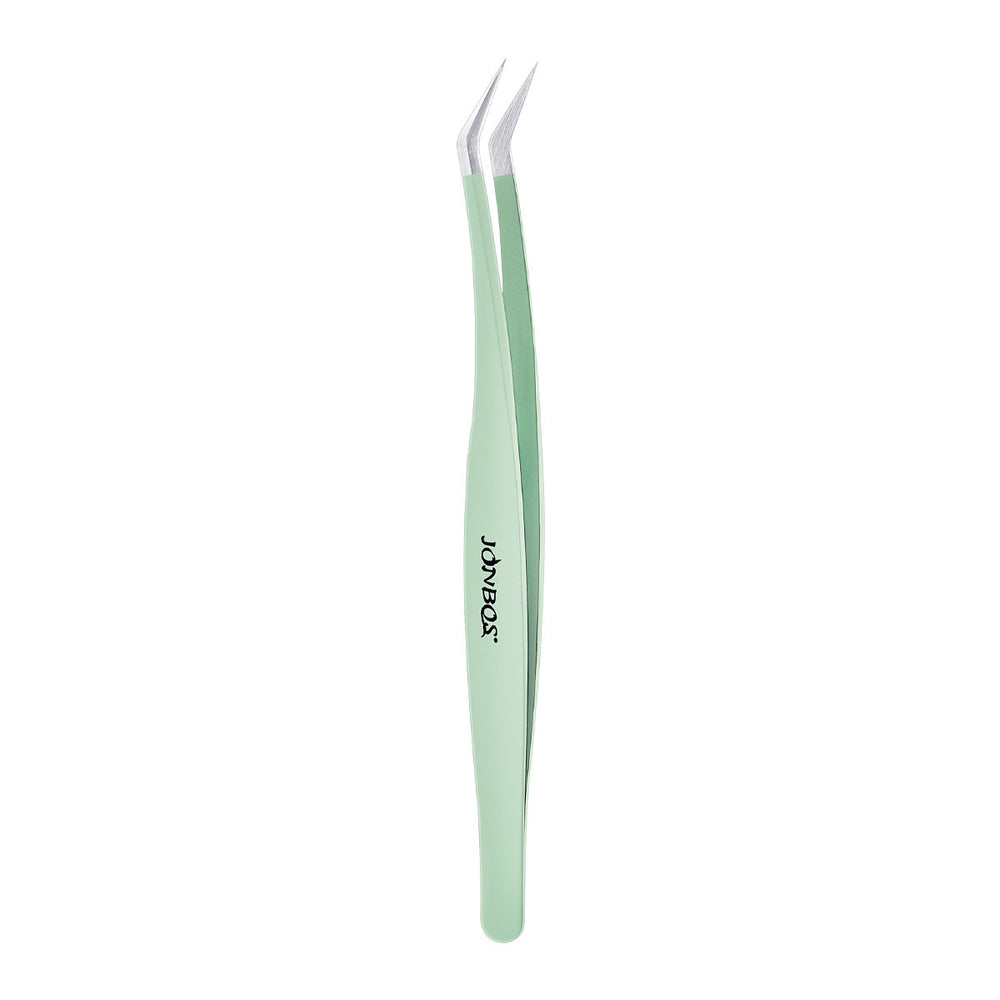 Jonbos false eyelash tweezers - eyelash extension tweezers for beginners - gold feather tip - professional lash technician tool