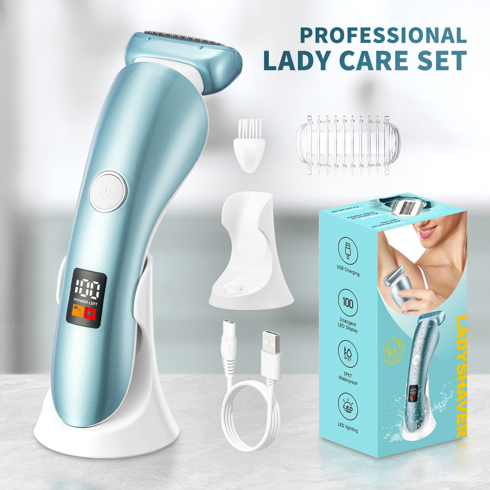 Women's electric epilator - personal care, underarm hair trimmer, home use, full body shaver, multifunctional digital display, waterproof