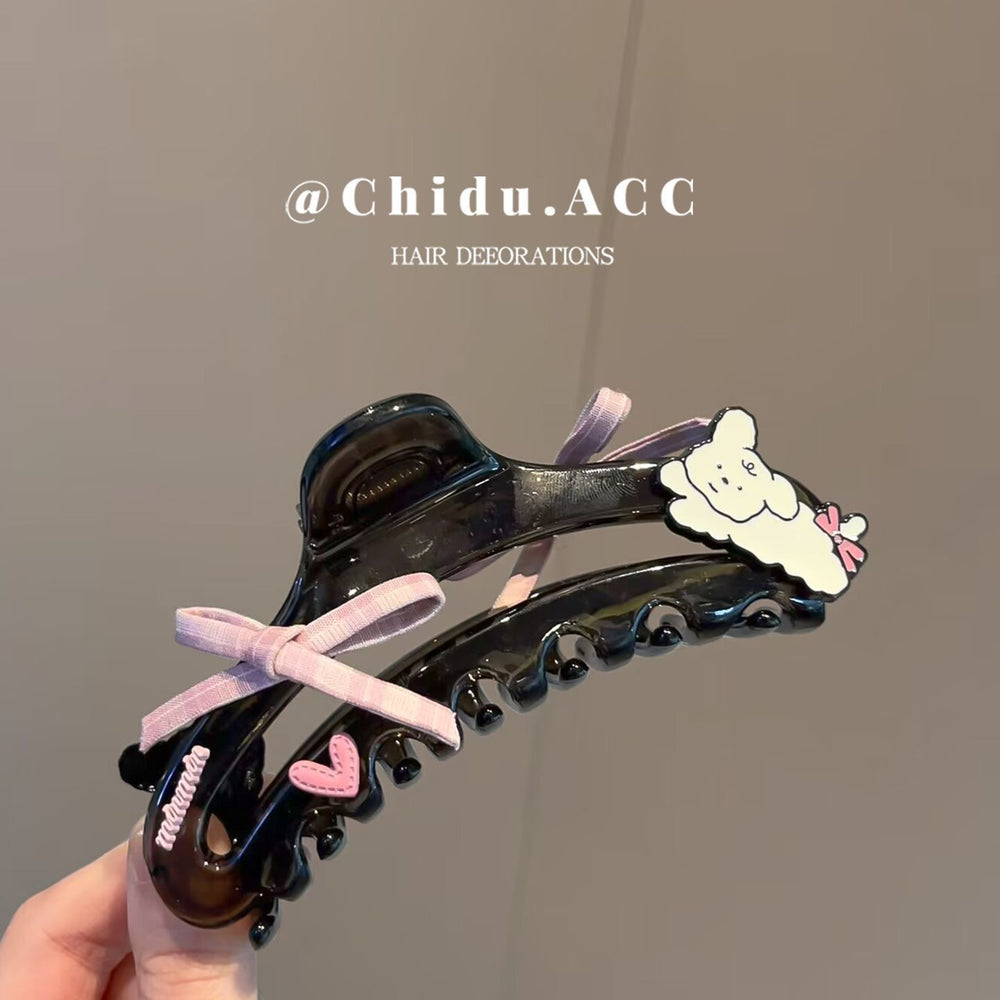 Cute kitten bow gripper for women 2025new arrivalfashion shark clip large ins korean hairpin back of head