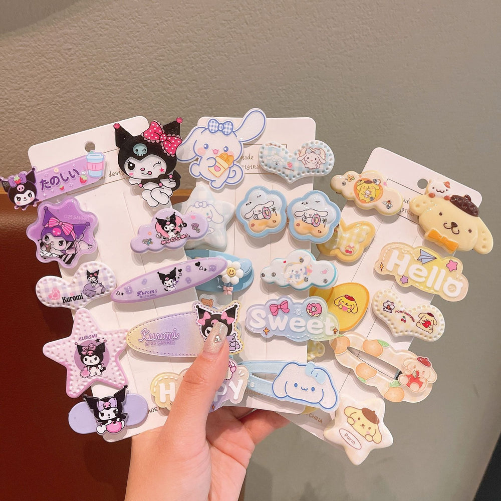 Sweet and girly cartoon hair accessories for students, acrylic hair clips for girls, cute princess bang clips, adorable hairpins and ornaments