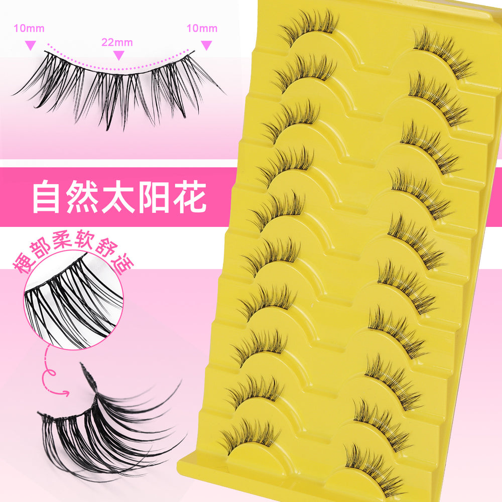 Sunflower false eyelashes - non-adhesive, natural thin band, full strip, little devil sunflower eyelashes, one-piece style