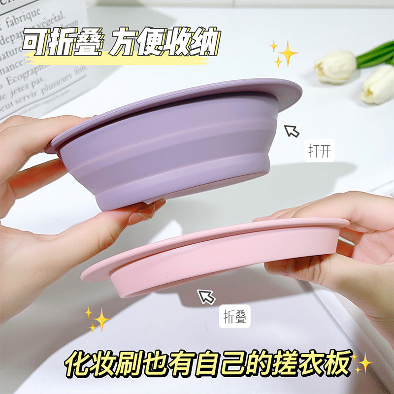 Jonbos makeup brush cleaner - cleans brushes, puffs, and beauty blenders - collapsible silicone washing bowl